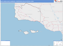 Santa Maria-Santa Barbara Metro Area Digital Map Color Cast Style